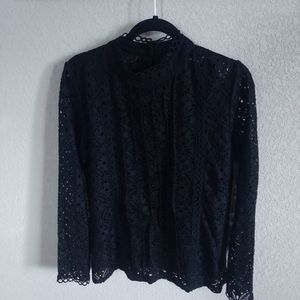 Cable and Gauge Black Lace Top